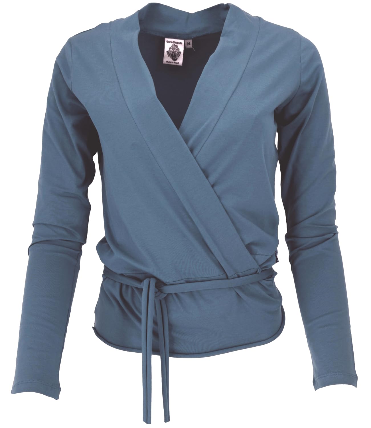 GURU SHOP Wickelshirt, Yogashirt, Langarmshirt aus Bio-Baumwolle, Cardamom