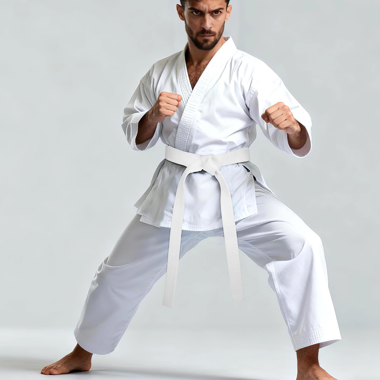 Cinturón de Taekwondo Blanco para Mujer y Hombre, Material de Algodón y Cáñamo, Adecuado para Entrenamiento y Competición en Artes Marciales