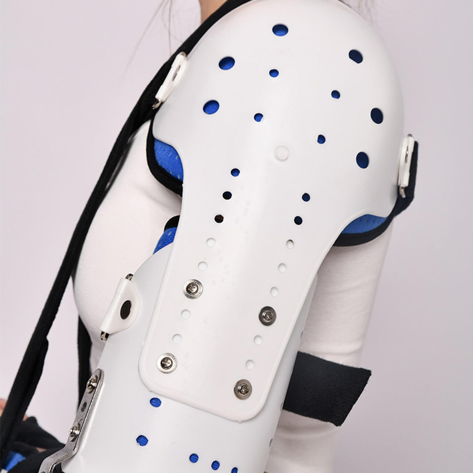 Gomito con Cerniera Rom, Design a Mandrino Regolabile Blu, Protezione per Gomito e Spalla per Riparazioni Dopo Interventi Chirurgici, Fratture, Immobilizzatore per Stecca,withshoulder