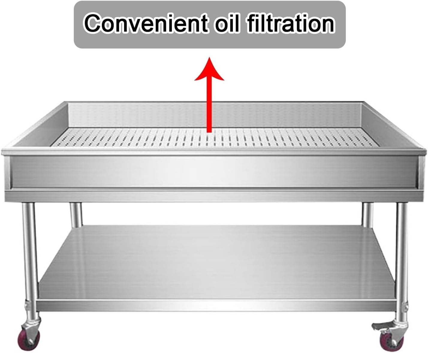 Stainless Steel Workbench with Wheels and Double-Layer Kitchen Work Table Suitable for Sorting and Processing at Night Markets H80 Cm Features Oil Filtration Functionality