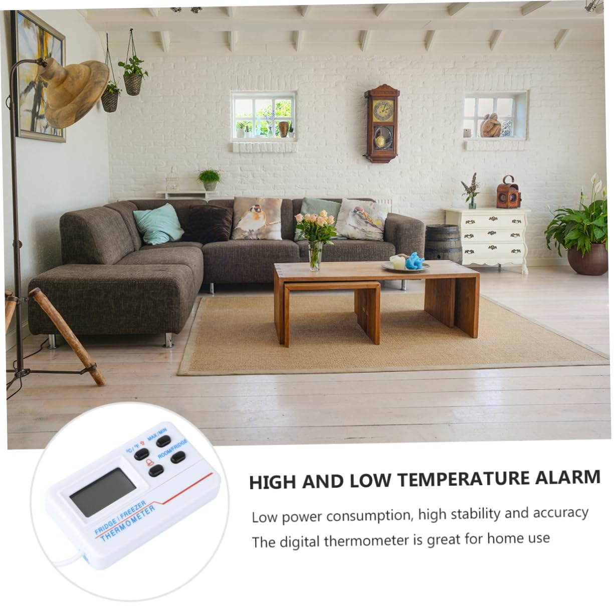 3pezzi Termometro Digitale Professionale Per Frigorifero e Congelatore Allarme Alta e Bassa Temperatura Design Compatto Per Uso Domestico Bianco