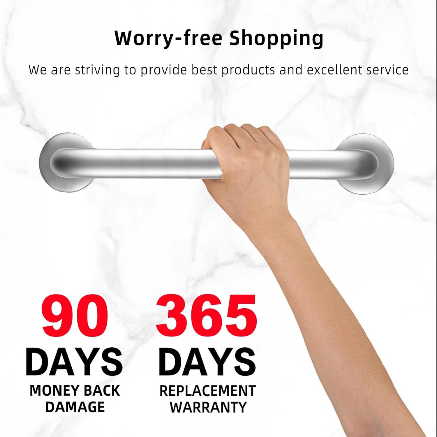 Shower Grab Bars Brushed Nickel 12" x 1 1/4", Stainless Steel Handicap Grab Bars for Bathroom Bathtub Toilet, Shower Handle Safety Bars Hand-Rail Support for Elderly Seniors Pregnant Children - Image 5