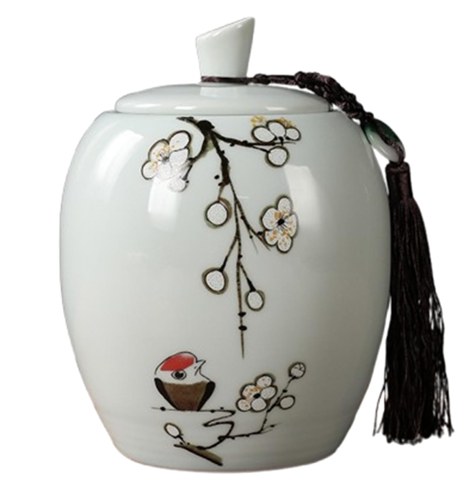 NHDVDVAV Celadon Porcelain Ginger Jar for Tea,Chinoiserie Ceramic Decorative Jar with Lid,Vintage AccentS mall Vase for Home Decor, Wedding, or Tabletop,C