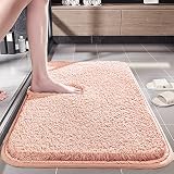 slefancy バスマット お風呂マット 足ふきマット ソフト 玄関マット 超厚い 吸水速乾 滑り止め ふわふわ 洗える 丸洗い可能 無地 洗面所 脱衣所 浴室 キッチン 台所 （40cm*60cm ピンク）