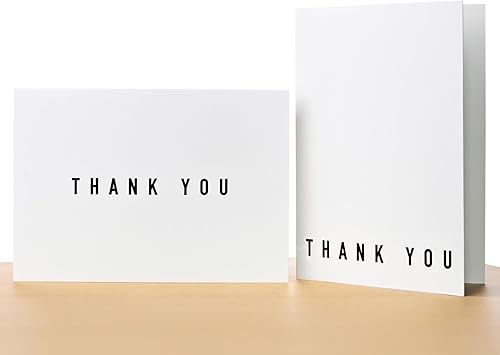 Paquete de 100 tarjetas de agradecimiento con sobres autosellados, cartulina pesada de 5 x 3.5 pulgadas, 2 diseños, minimalista, rústico, moderno,