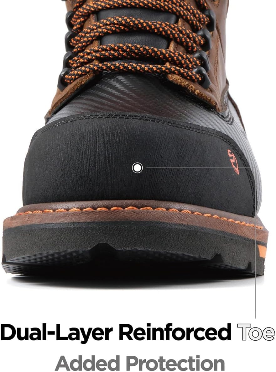 SUREWAY Men's 6" Waterproof Soft/Composite Toe Work Boot - Heavy Duty Crazy Horse Leather, Slip Resistant Lace Up for Construction & Industrial Safety