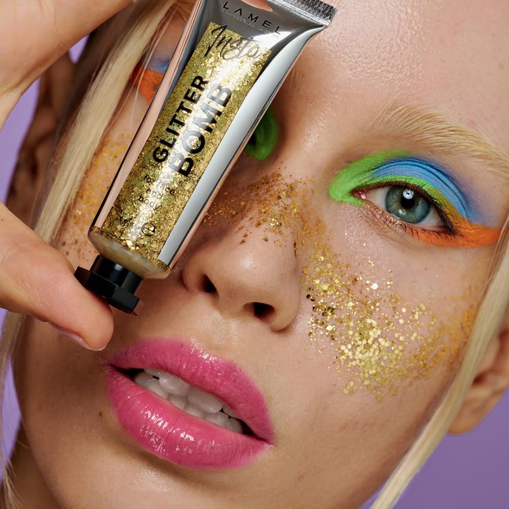 Lamel- 402 Gold Insta Body Glitter Bomb, Radiant & Glowing Skin, Easy to Use & Long-Lasting, Biodegradable Formula, Body Highlighter for Women - 20ml - Image 3 thumbnail