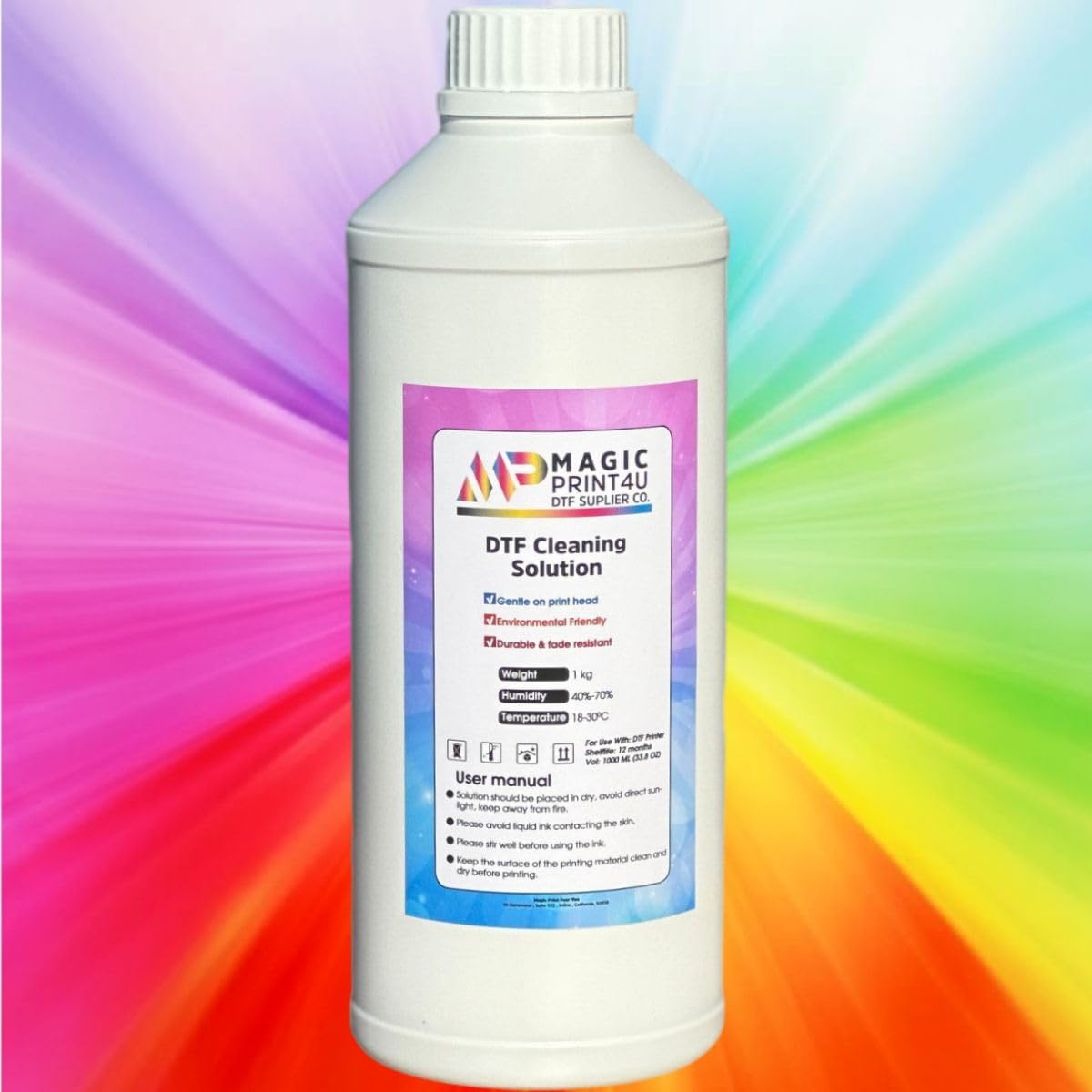 DTF Strong Cleaning Solution 1000ml Heavy Duty Printhead Cleaner for Direct to Film Printers Anti Clog Maintenance Fluid for I3200 A1, I1600 A1, L1800, XP-15000, ET-8550