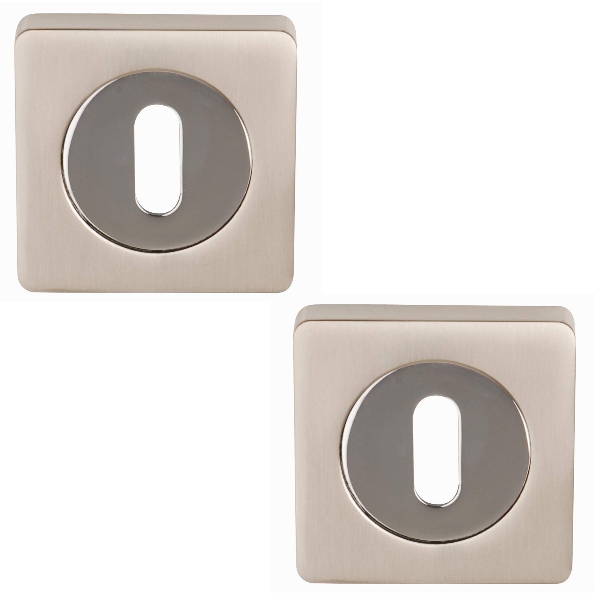 Excel Architectural DH3621-SQ Square Keyhole Escutcheon Set, Satin Nickel/Polished Chrome