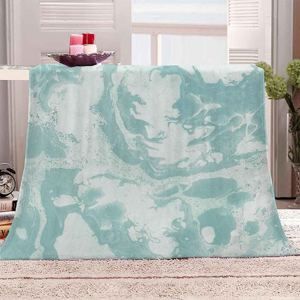 Couverture flanelle vagues de l'océan bleu plaid microfibre canapé lit toutes saisons
