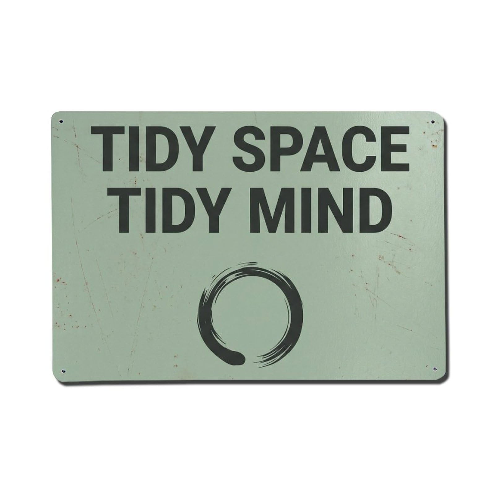 Olhnbad Style Tidy Space Tidy Mind Bathroom Quote Text Layout Metal Tin Sign