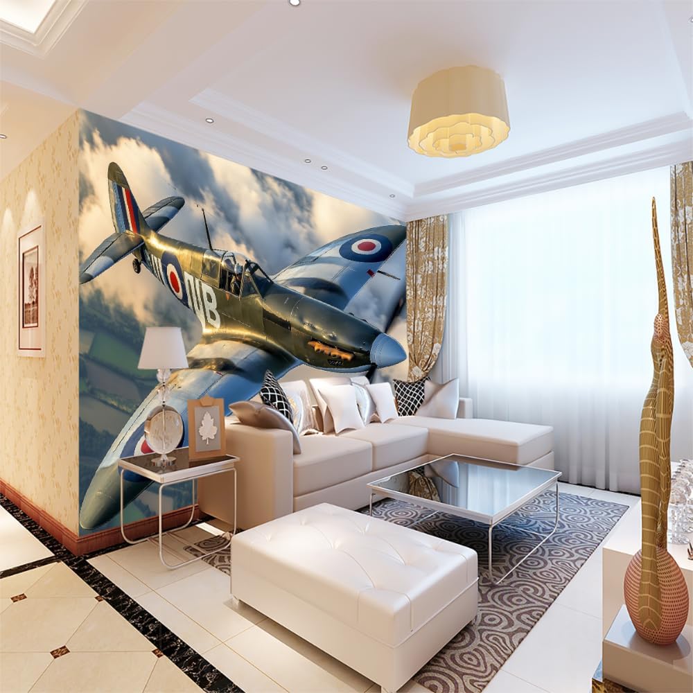 Airplane 3D Wall Mural Wallpaper Bomber Removable Self-Adhesive Wallpaper Wall Decoration for Bedroom Living Room -78.7 in x 55.2 in