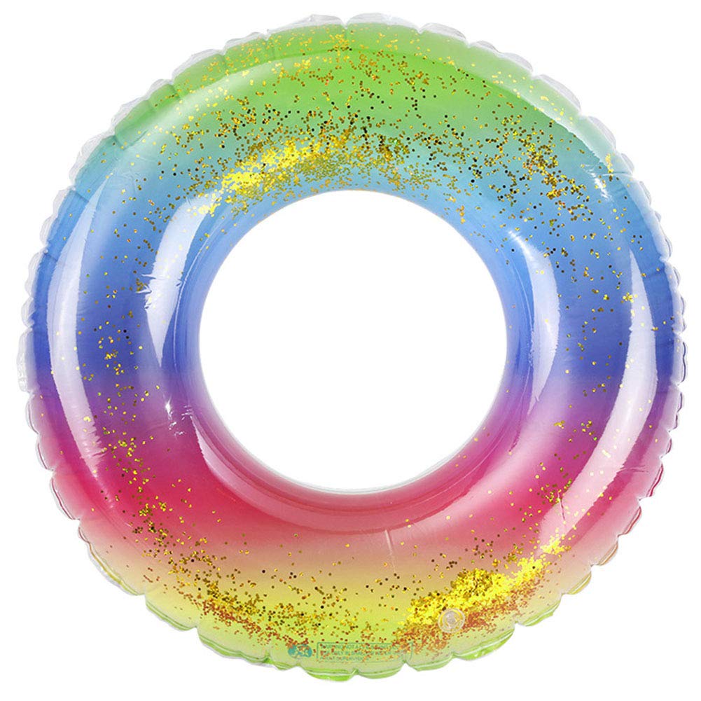 Arco Iris Anillo de Natación, NALCY Círculo Inflable, Flotador Inflable, Piscina de Flotador Inflable de Forma Redonda para Fiesta de Verano Diversión Acuática Playa(Ø 85cm)