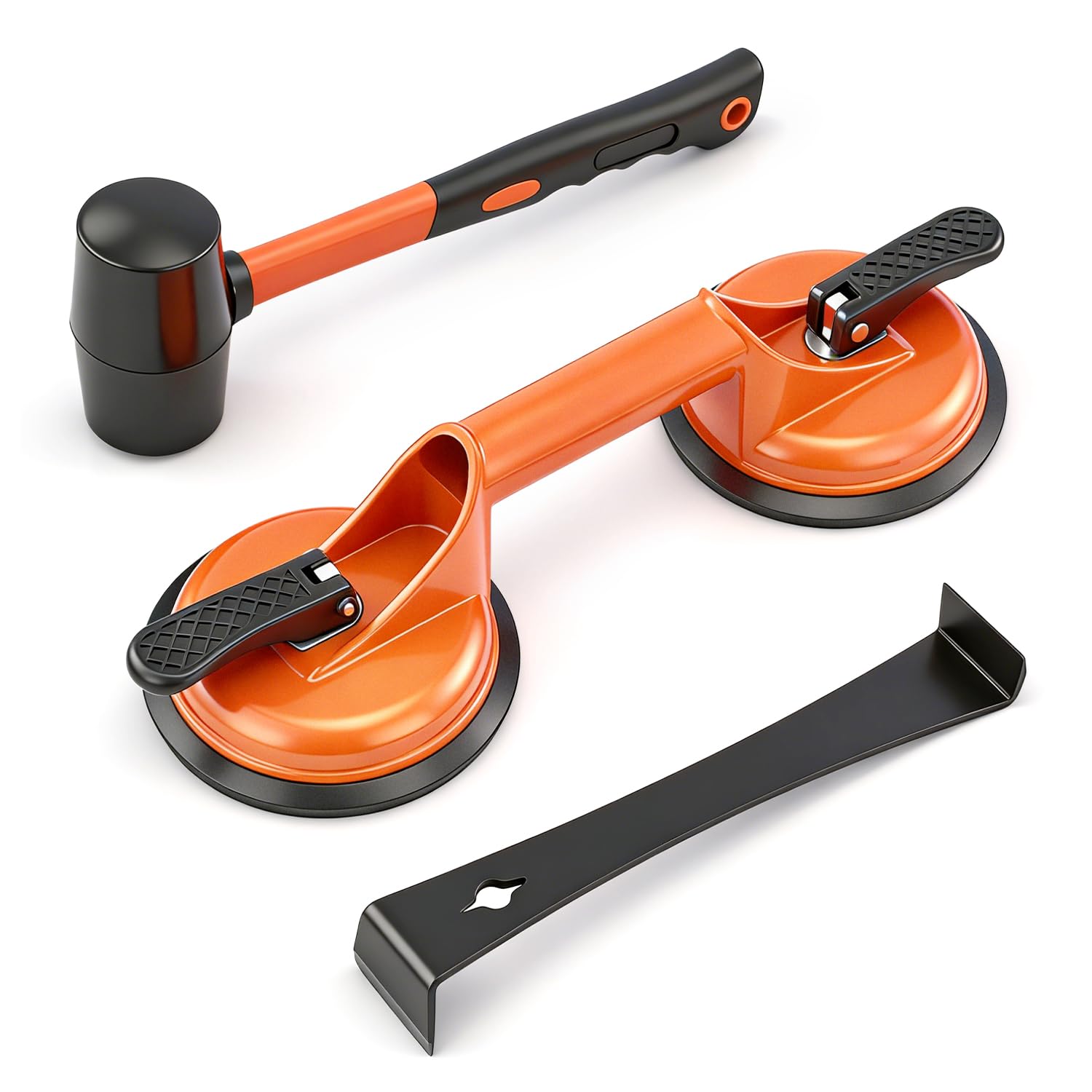 2-Pack Laminate Flooring Gap Fixer Kit – Suction Cup Lifters With Hammer, For Wood Floor Repair, Gap Sealing, Installation, And Maintenance