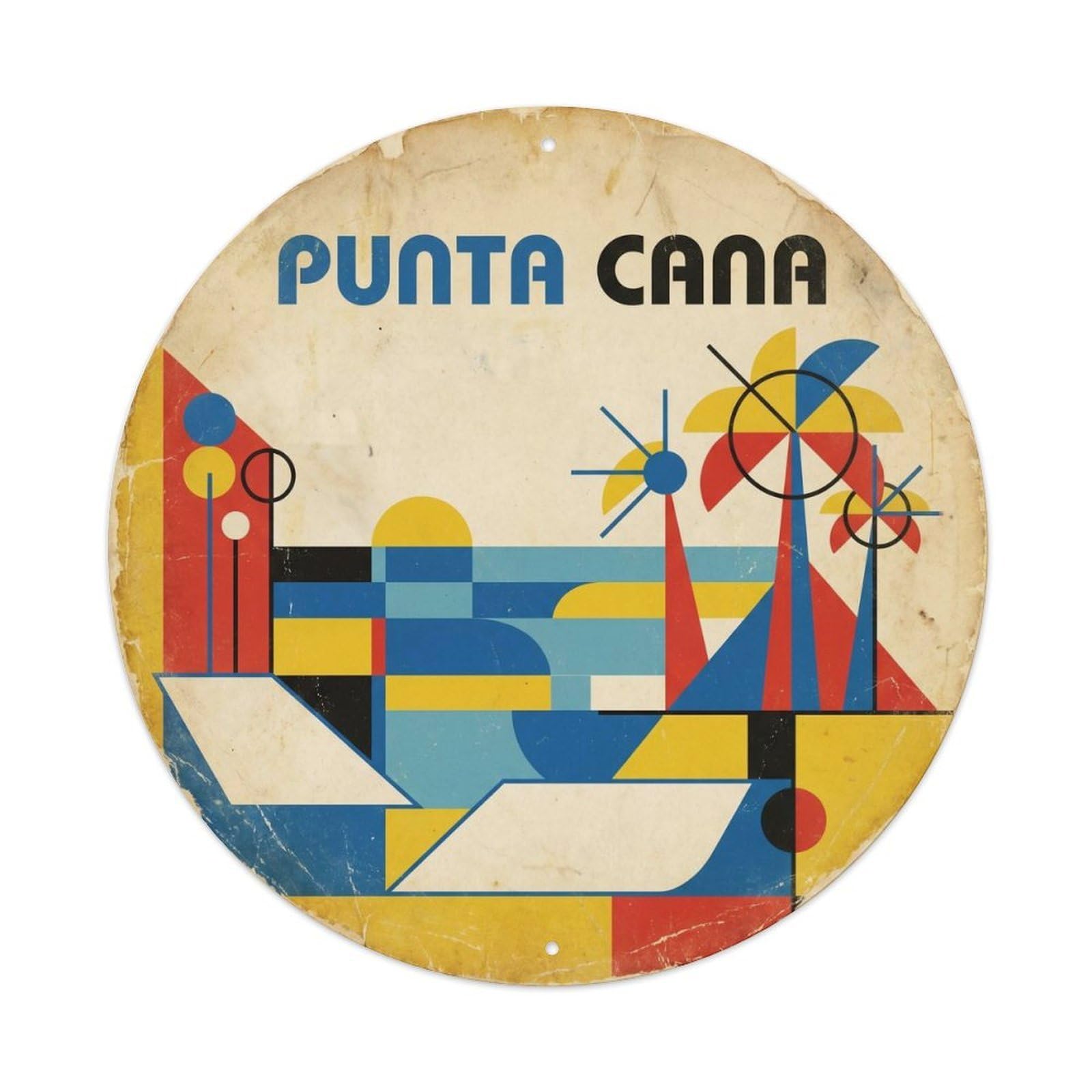 Punta Cana Lagoon Travel Colorblock Destination Metal Tin Sign