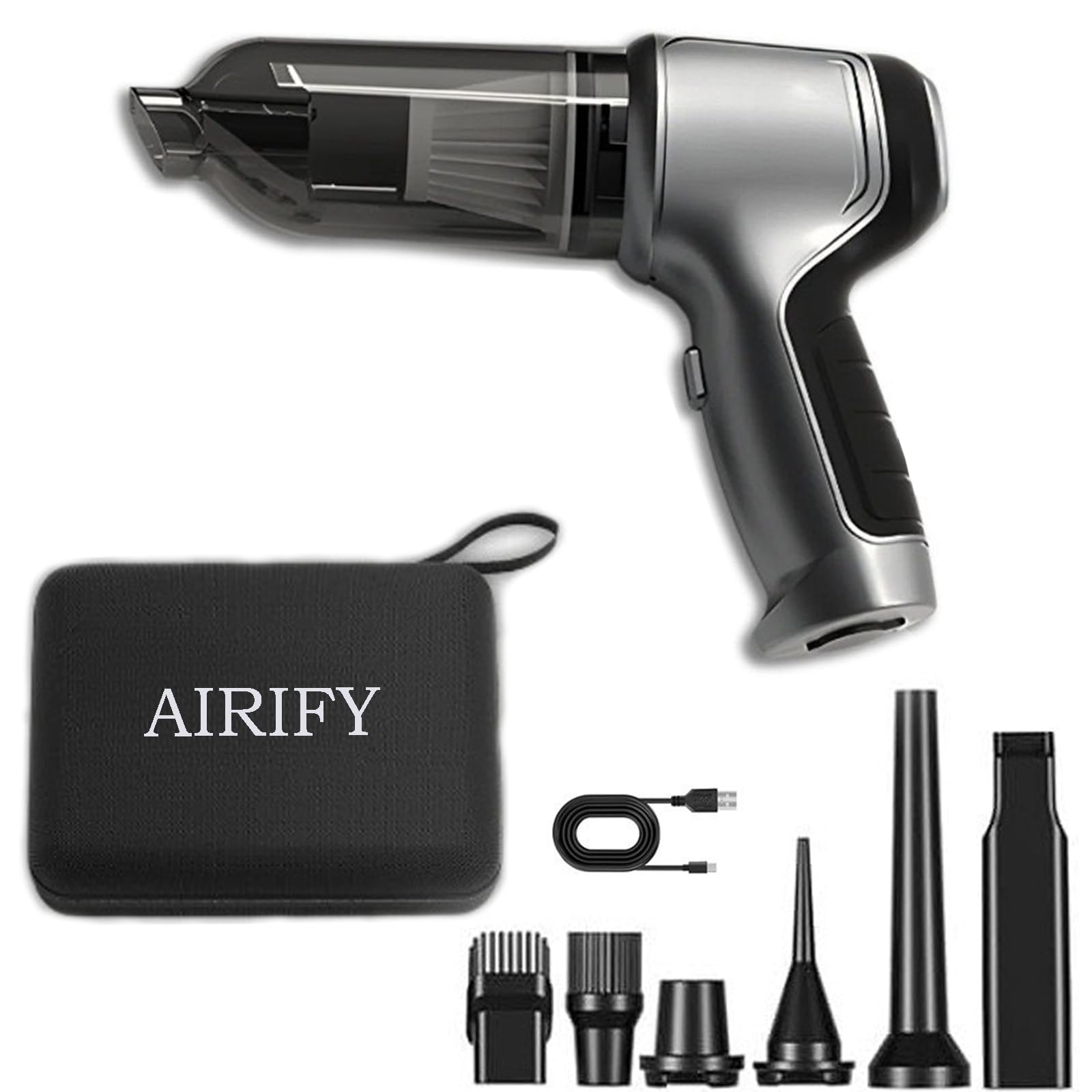 Airify Pro Vac V2 - Cordless Mini Car Vacuum Cleaner (16000Pa) for Home, Office, and Car Cleaning