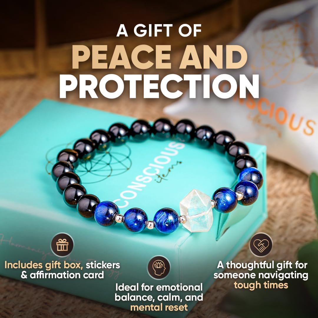 Conscious Items Protection Bracelets for Women & Men, Healing Crystal Bracelet with Natural Stones for Energy Shielding, Grounding, Stress, & Negative Energy Protection - Image 5
