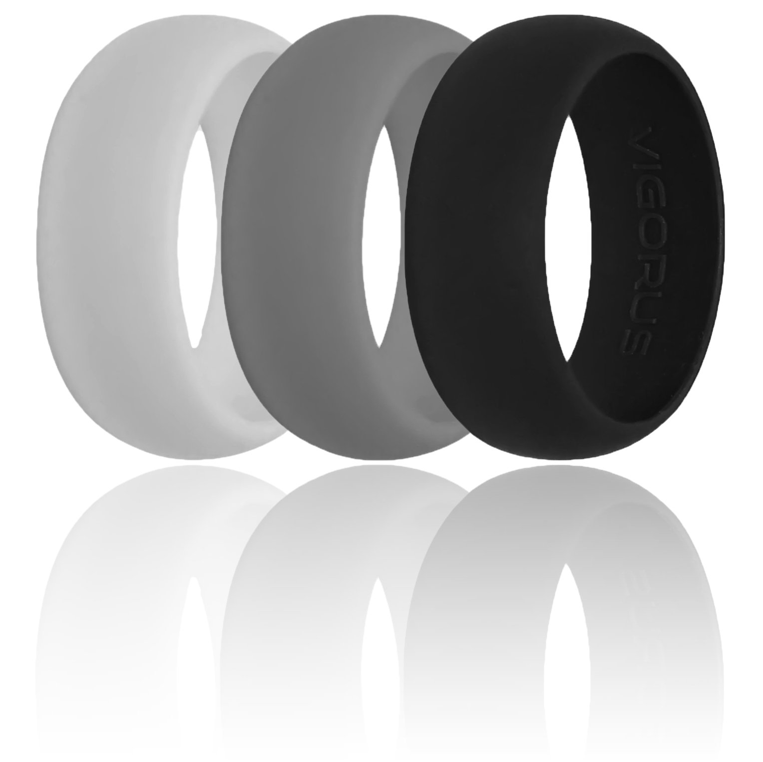 Silicone Wedding Rings for Men with an Active Lifestyle - 3 Color Pack(Black,Grey,White) - With Bonus Gift Including! - Comes in a Giftbox - With a Money Back Guarantee!