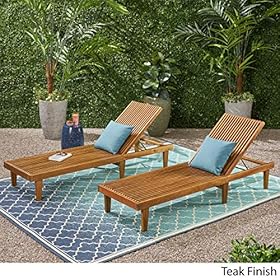 Great Deal Furniture Addisyn Outdoor Wooden Chaise Lounge (Set of 2), Teak Finish 61ZJDgE+APL. SS280