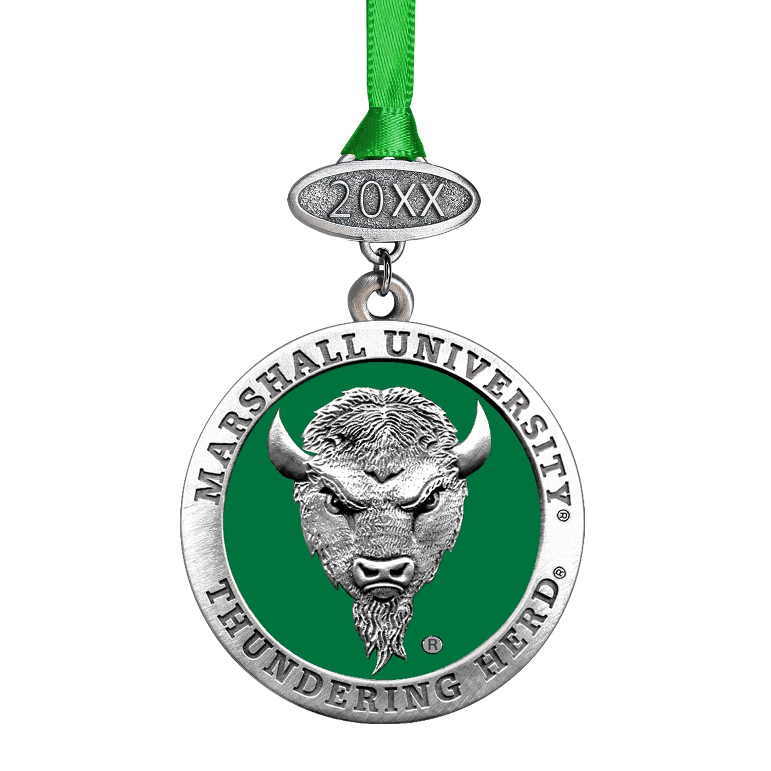 Heritage Pewter Marshall University Class of 2025 Ornament | Graduation Gift | Hand-Sculpted Christmas Tree Ornament | Intricately Crafted Metal Pewter Alma Mater Inlay