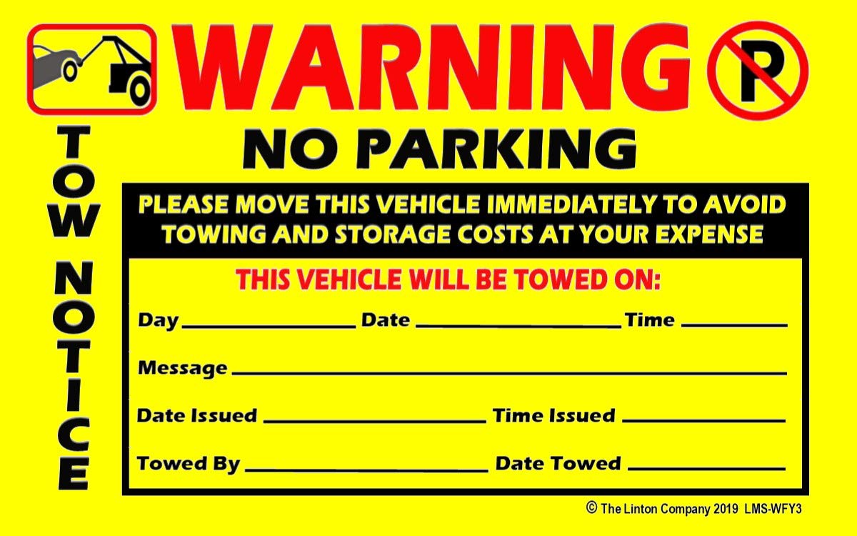 Free Printable Tow Warning Notice Free Printable Tow Warning Notice