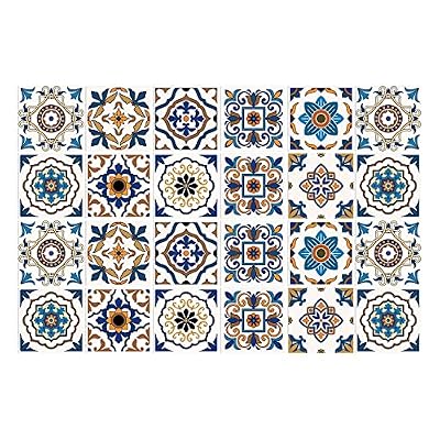 Decorative Rustic Wallpaper Tile Stickers 4 x 4 in just Peel and Stick,Adhesive Vinyl Backsplash Tile Decals of 24pcs for Kitchen,Bathroom,Laundry,Shower Decor