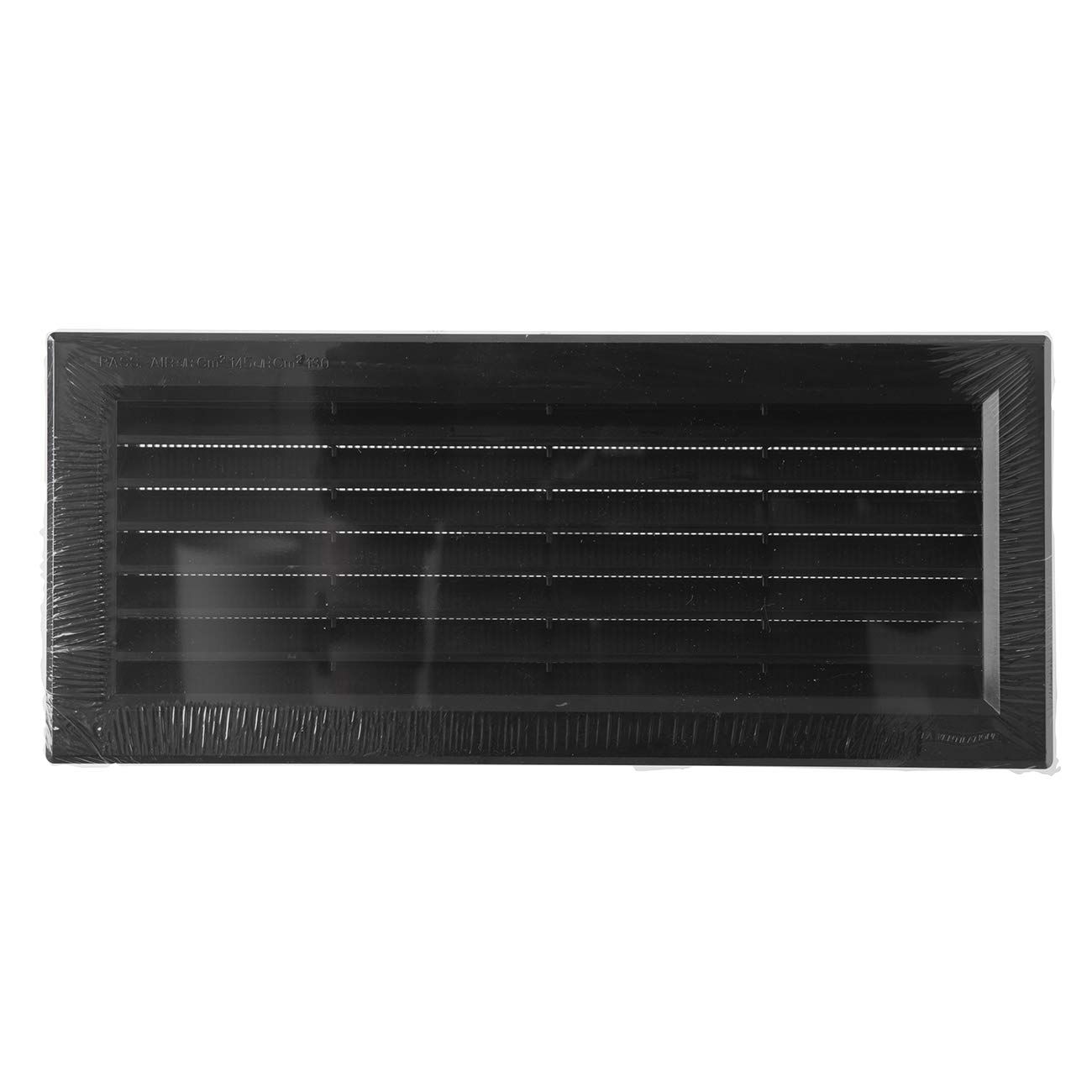 La Ventilazione P31R13N Prostokątna kratka z czarnego tworzywa sztucznego, do montażu z siatką chroniącą przed owadami, wymiary 315 x 136 mm, czarna