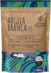 Corpo Dourado Argila Branca em Pó | Clareamento e suavização da pele | 100g