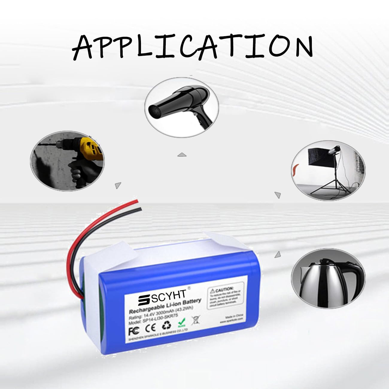Akumulator litowy 14,4 V 3000 mAh Akumulator litowo-jonowy 14,4 V Akumulatory zamienne do silników maks. 50 W do głośnika i pilota zdalnego sterowania Zabawka