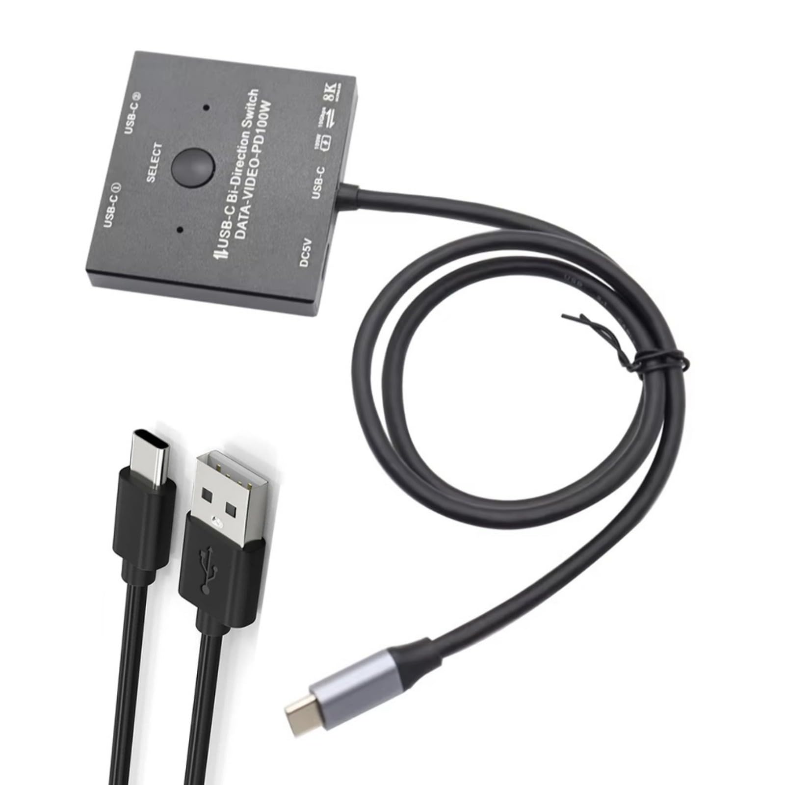 BiDirectional USB C Switcher Splitter for 2Monitors PD100W Charging Highly Speed 10Gbps Data Transmission