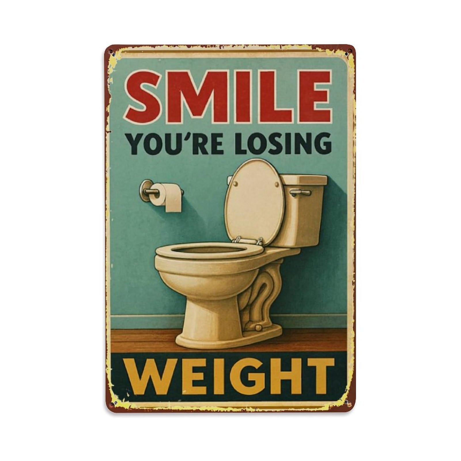 Jdfenggu Vintage Smile You're Losing Weight Retro Metal Tin Sign, Decor Art Poster For Bar, Home, Man Cave, Kitchen, Laundry Room Gift 8X12inch
