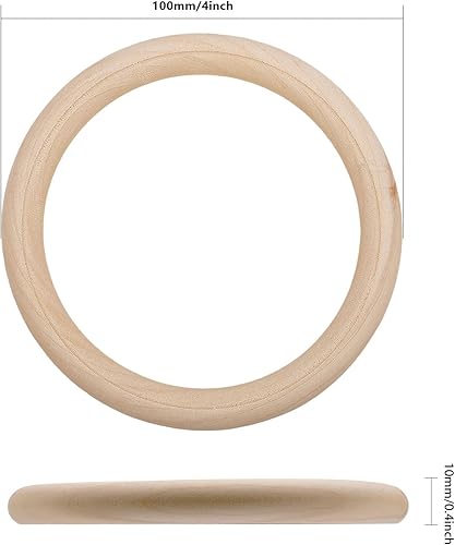 Miniatura 2 de CHGCRAFT 12 anillos de madera sin terminar de 3.5 pulgadas, anillos de cortina de madera para barra de cortina, anillos de cortina, manualidades de