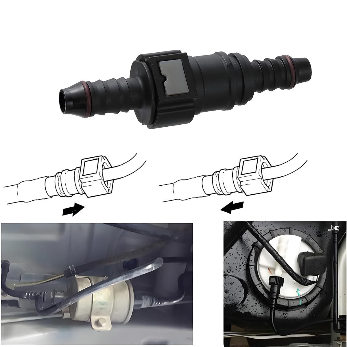 JNNJ 2 tubi del carburante, attacco rapido, maschio, chiusura rapida, tubo per auto (ID6)