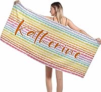 Vista 41 de Interestprint Toalla de playa personalizada con logotipo de secado rápido para él y ella, toalla de playa personalizada con texto blanco y morado