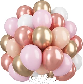 Rose Gold Balloons, 60Pcs Boho Wedding Bridal Shower Princess Party Balloon
