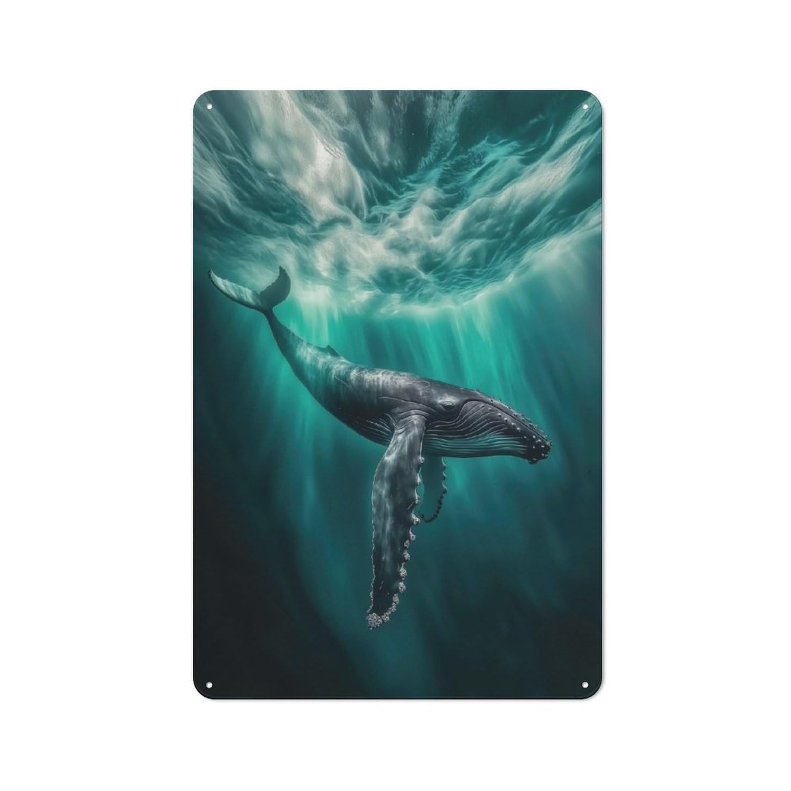 Junmoney Humpback Whale Northern Lights 30X20cm Retro Metal Plaque With For Kitchen Or Home Bar, For Garage, Workshop And Man Cave Decoration