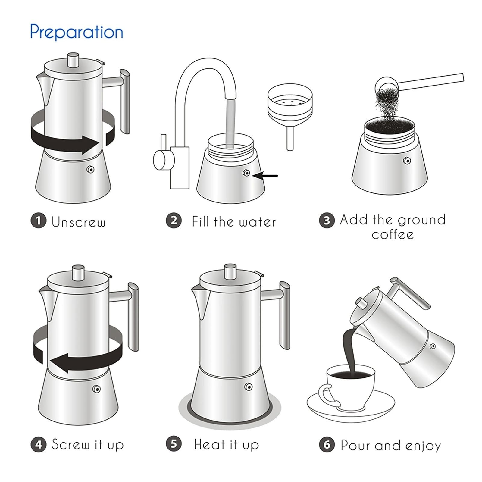 Genérico Compatible con cafetera espresso Home Easyworkz Diego Stovetop, cafetera italiana de acero inoxidable, olla Moka de inducción(Silver 200ML)