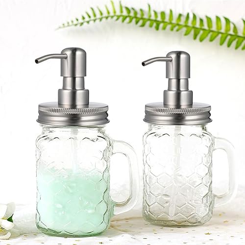 Miniatura 3 de Paquete de 3 tapas dispensadoras de jabón para tarros Mason con bombas, tapas dispensadoras de loción de acero inoxidable a prueba de óxido,