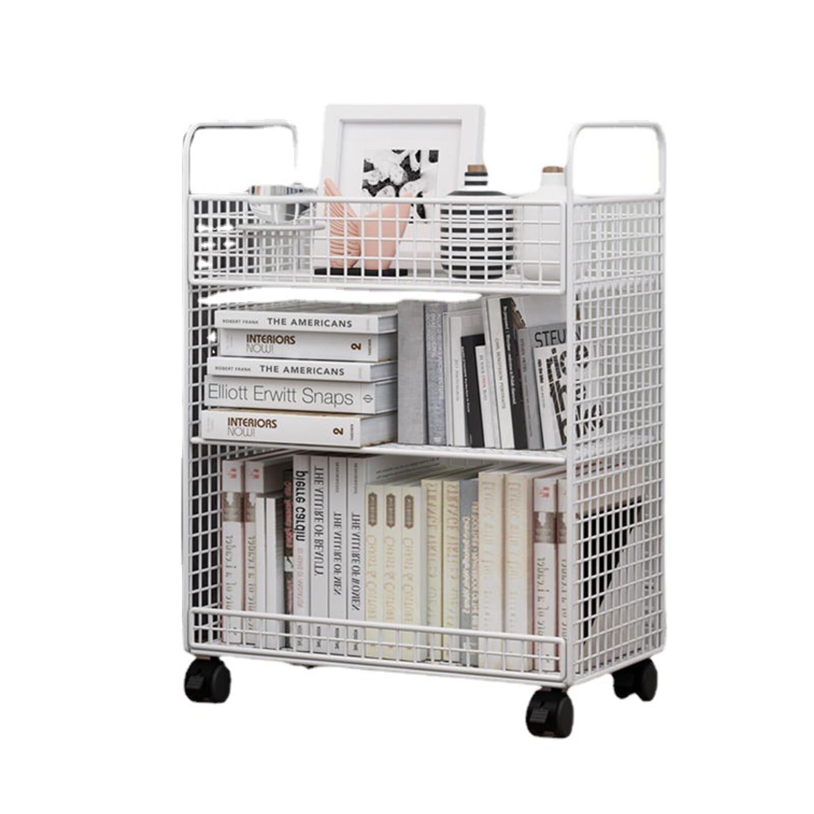Estantería móvil Carro con Ruedas Carro para Archivos con Ruedas Carro de Almacenamiento de Utilidad de 3 Niveles para oficinas, aulas, bibliotecas, Escuela, Dormitorio, habitación de niños,