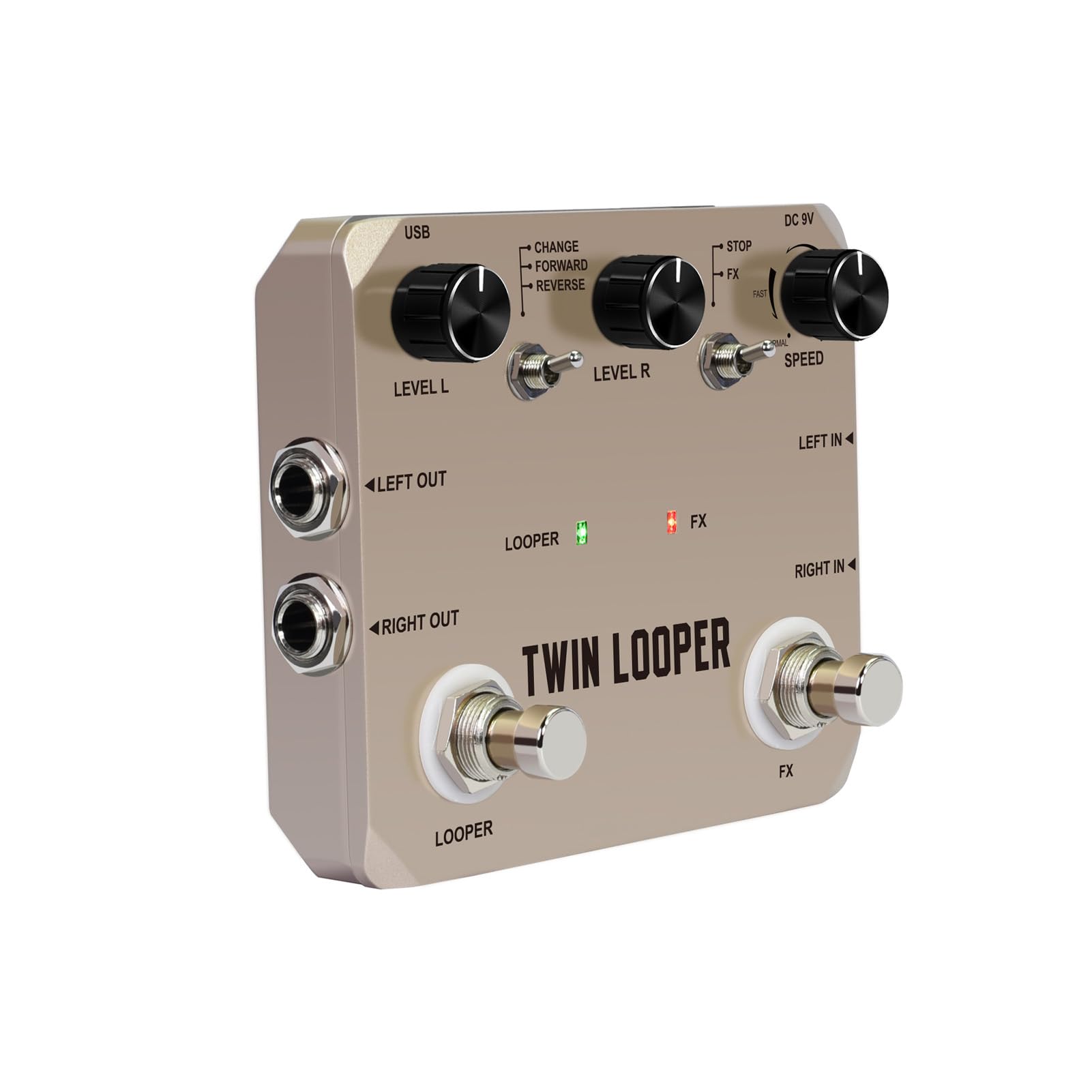 RiToEasysports Pedal Looper para Guitarra, 11 Tipos de Reproducción Grabación de 10 Minutos Muestreo de 24 Bits Aleación de Zinc, con 2 Interruptores de Pedal, para Efectos de Guitarra Eléctrica