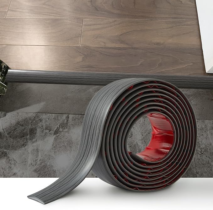4M PVC Floor Transition Strip Laminate Floor Cover Strips Self Adhesive PVC Floor Door Divider Strip Flat Laminate Profile Flooring Edge Trim Joining Strip Door Bar(7.6cm,Dark Grey Wood Grain)