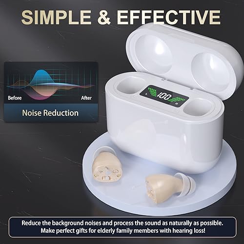 Miniatura 6 de Audífonos auditivos, audífonos digitales recargables de 2 canales con caja de carga que indica la potencia restante, amplificador auditivo de sonido