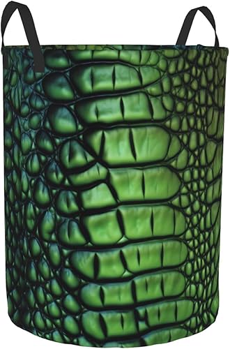 Miniatura 2 de Cesto circular con estampado de piel de cocodrilo, impermeable, organizador de almacenamiento, cesta de lavandería con asas para ropa, juguetes,