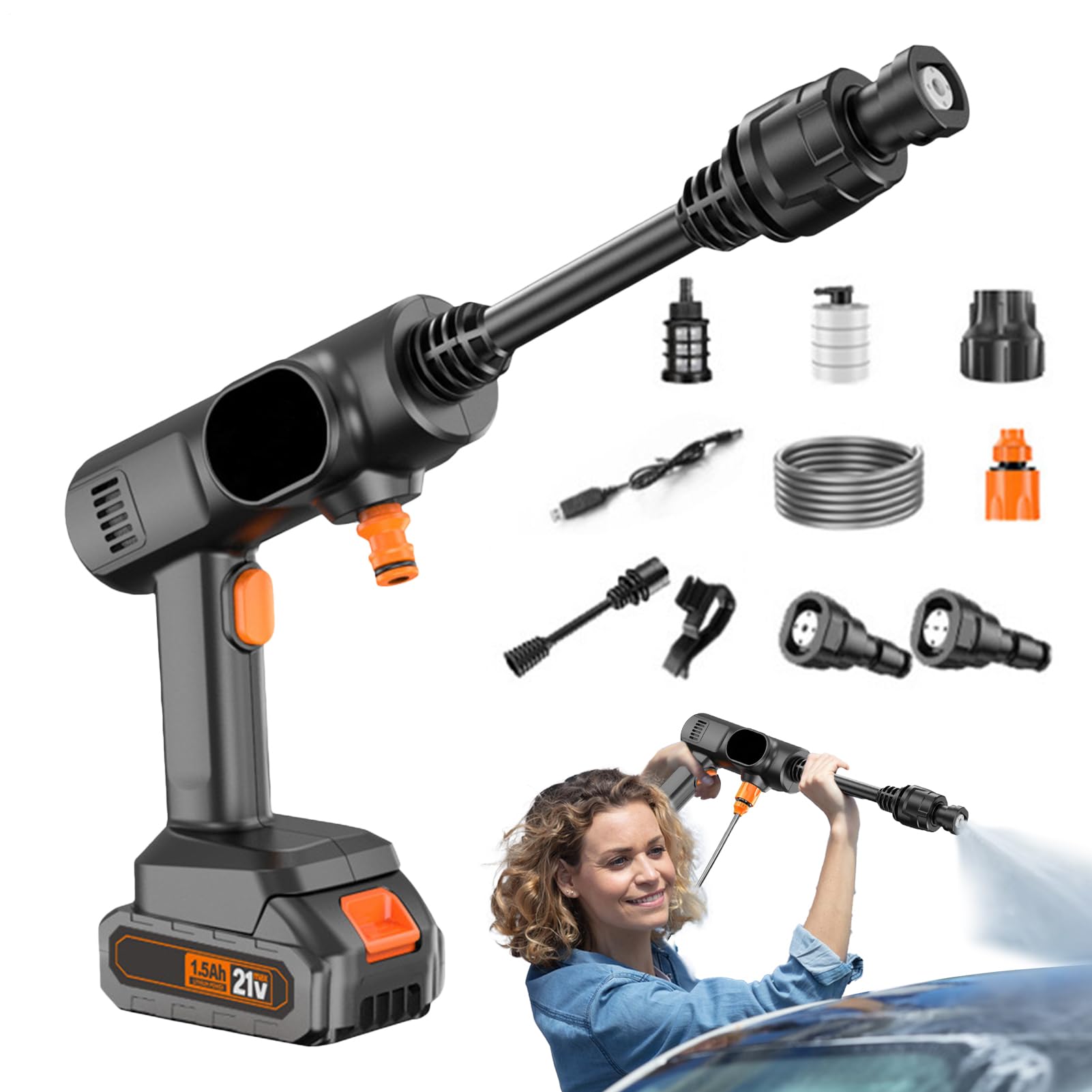 Hidrolimpiadora Portátil Accesorio De Mano Ajustable 2 Modos | Pulverizador De Agua A Alta Presión Limpieza Exterior Coche Entrada Patio Terraza Hormigón Fachada Casa Zona Autocaravana