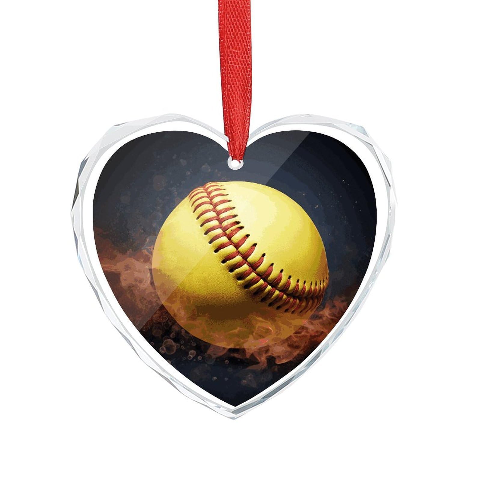 Wsoihfec Style Softball Engagement Gifts For Couples, Glass Ornaments Just Married Bridal Shower Decor, Heart Keepsake Decor For Bride & Groom