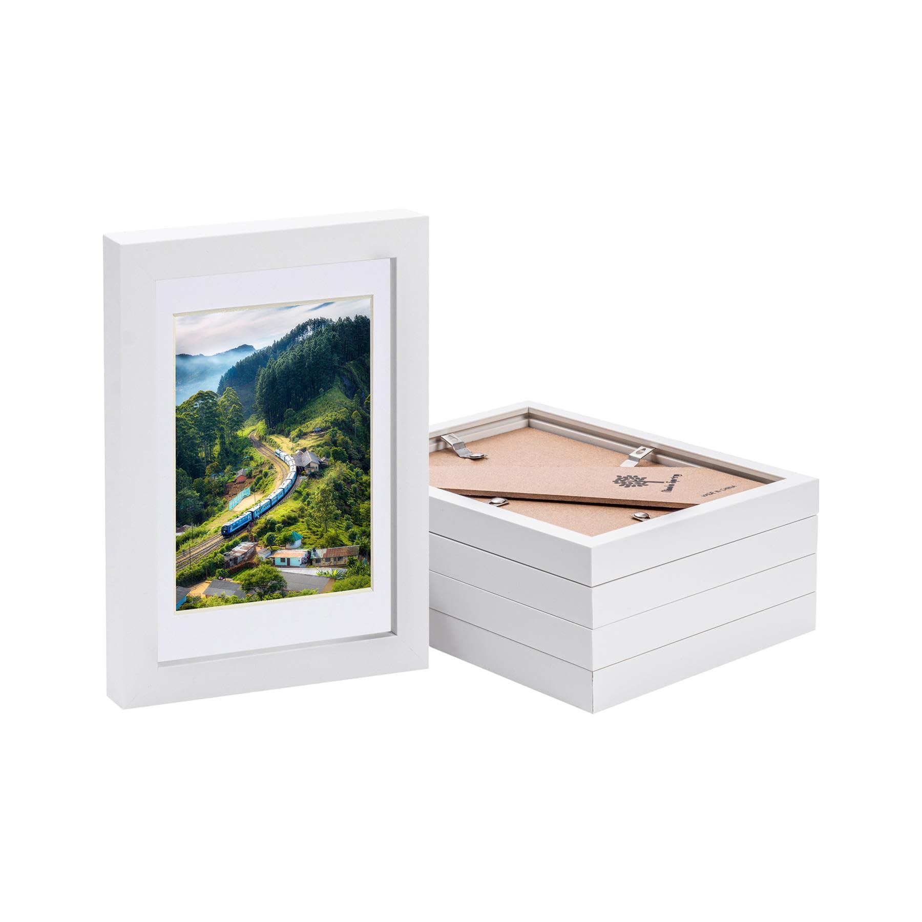 Nicola Spring Unisex White Photo Frames With 4" X 6" Mount - 5" X 7" - Ivory Mount - Pack Of 5 In