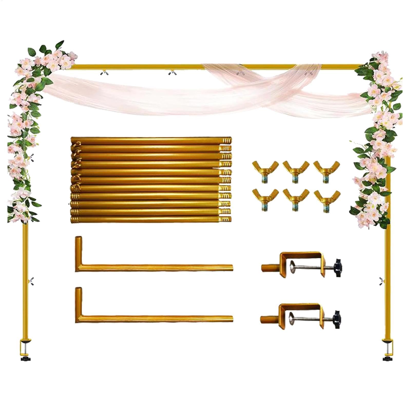 Soporte de arco de mesa de metal con clips, soporte de decoración floral, para globos e telón de fondo para eventos, mesa, cartel, escaparate, elegante soporte de centro de mesa