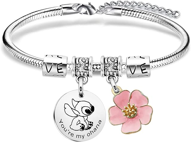 Ohana Bracelets For Women Stitch Gifts For Girl Ohana Means Family Bangle Jewellery Charm Bestie Friendship Gifts Daughter Birthday Gifts Cute Stitch Gifts Best Friend Stitch Bracelets
