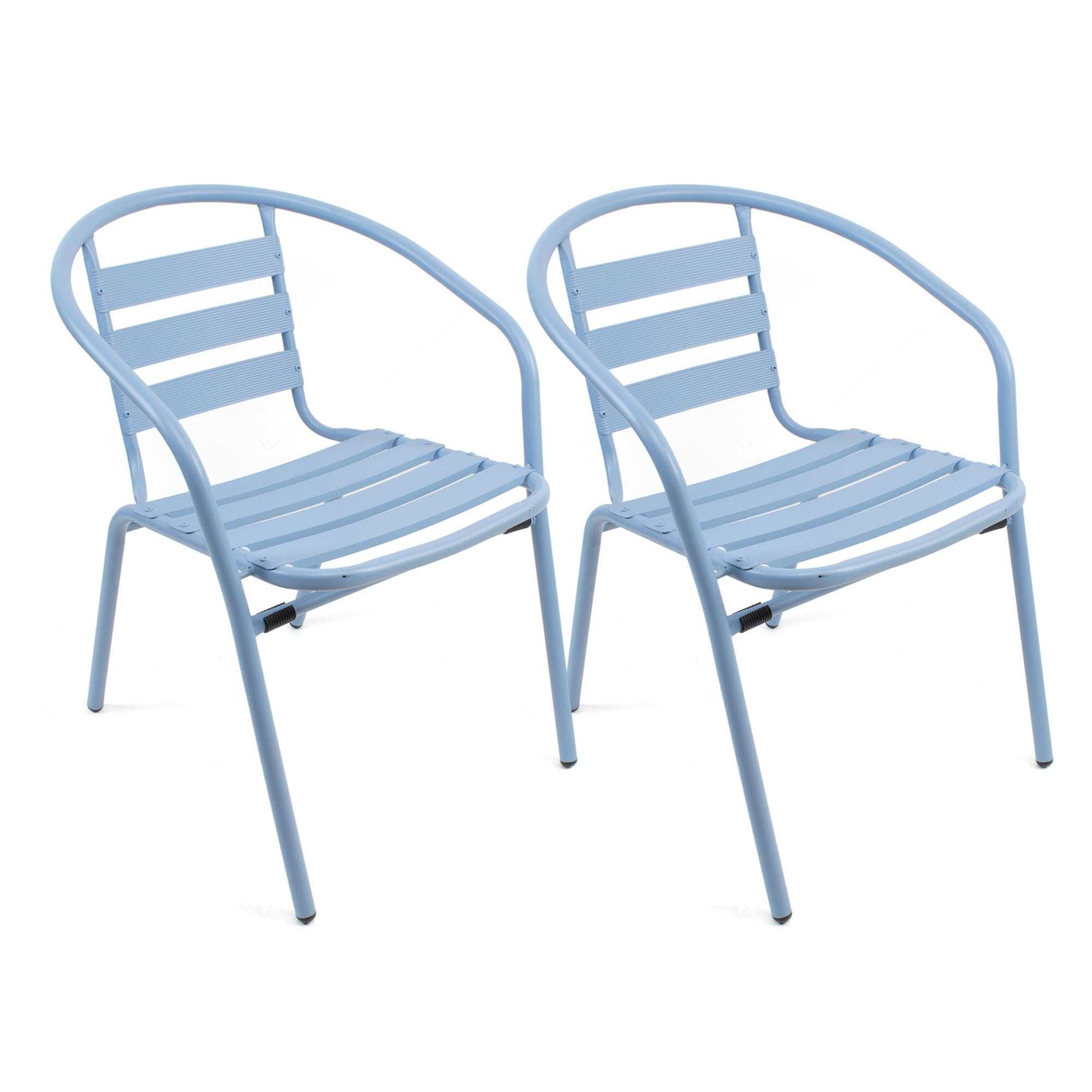THE SECRET HOME - Pack de 2 Sillas de Aluminio con Reposabrazos para Jardín - Asiento de Exterior para Balcón, Terraza y Jardín (Modelo 1 - Azul)
