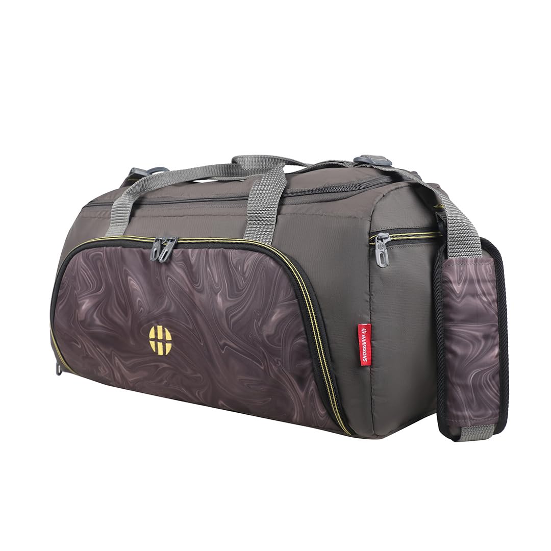 Marvel 30L Gym Duffle Bag with Shoe Compartment (Grey-Yellow) | Sports Duffel Bag for Men & Women with Adjustable Shoulder Strap | 2-in-1 Convertible Bag with Quick Access Side Pockets-image-49